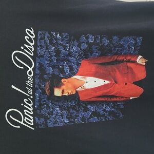 Panic At The Disco black tee shirt sz large band T Y2K Music